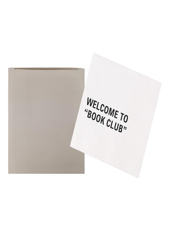 VOWFOO Welcome To Book Club Funny Quotes Cocktail Napkins for Book Club Meeting Literary Themed Party Library Event Author Reading Signing Housewarming Party 100Pcs 4.5 x 4.5 2-ply (Book Club) - Image 1